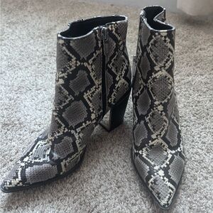 Snakeskin Patterned Ankle Boots